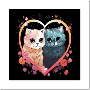 Exotic Shorthair Couple Valentine Posters and Art